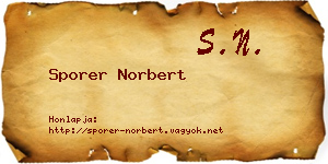 Sporer Norbert névjegykártya